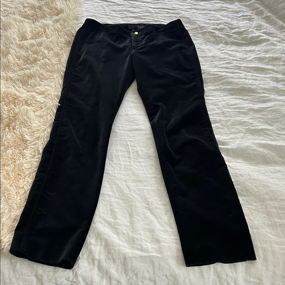 Pink Tartan Black Straight Leg Velvet Pants